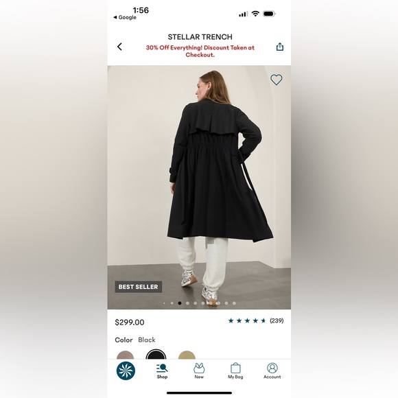 Athleta Stellar Trench coat black - Picture 2 of 5